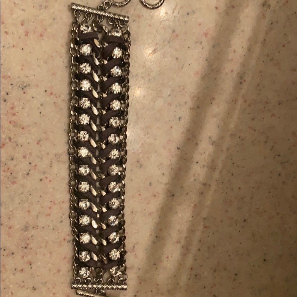 Braided  CZ rhinestone bracelet
